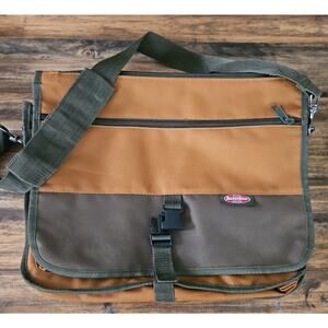 Bucket Boss Contractors Briefcase Messenger Bag Olive Green/Camel Brown